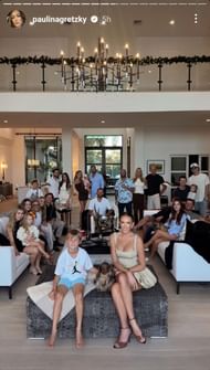 Dustin Johnson, Paulina Gretzky and guests at the ThanksGiving party ( via Paulina Gretzky's Instagram story)